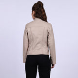 Saint Amaya Beige Leather Women Cafe Racer Jackets