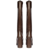 Saint Celia Brown Leather Block Heel Long Boots