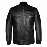 Saint Edith Black Leather Men's Bomber Jackets