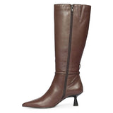 Saint Elara Buckle Embellished Brown Leather Long Boots