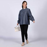 Saint Womens Grey Cotton Chambray Top
