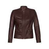 Saint Kinsley Women Brown Leather Cafe Racer Jackets