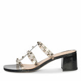 Saint Novara Metal Studded Black Vegan Leather Heels