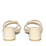 Saint Alessia Embellished Off-White Vegan Leather Block Heels