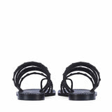 Saint Suri Metal Studded Multi-Strap Leather Flats Sandals