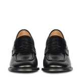 Saint Viviana Croc Embossed Black Leather Moccasins