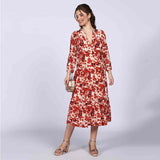 Saint Brunella Womens Ivory Red Floral Maxi Dress