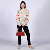 Saint Womens Ivory Multicolour Cotton Poplin Top