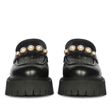 Saint Fearl Pearl Studs Black Leather Moccasins