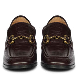 Saint Isha Croc Embossed Dark Cherry Leather Moccasins