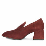 Saint Viviana Burgundy Suede Leather Block Heel Moccasins