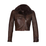 Saint Darcy Brown Leather Women Biker Jackets