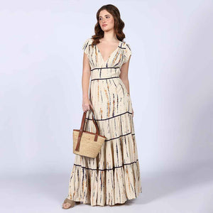Saint Womens Ivory Tiered Viscose Maxi Dress