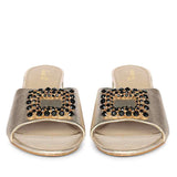 Saint Aurora Gold Metallic Jeweled Heels