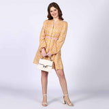 Saint Womens Yellow Multicolour Cotton Voile Dress