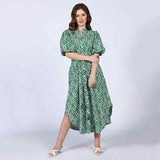Saint Womens Green Floral Print Cotton Dress