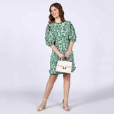 Saint Solene Womens Green Cotton Lining Short Dress