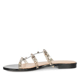 Saint Venera Metal Studded Black Vegan Leather Flats