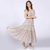 Saint Womens Beige Multicolour Printed Midi Dress