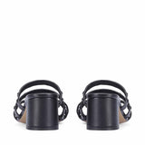 Saint Ebon Metal Studded Black Leather Block Heels