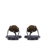 Saint Aurum Golden Disc Black Leather Flats