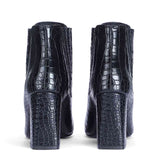 Saint Edwina Black Croc Embossed Vegan Leather Ankle Boots
