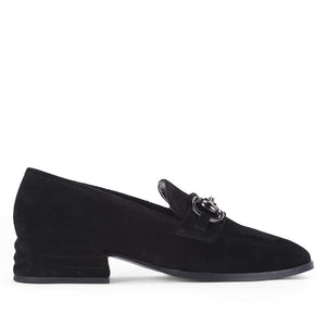 Saint Jenny Black Suede Leather Moccasins