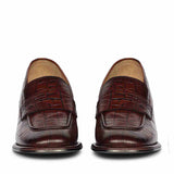 Saint Viviana Croc Embossed Chocolate Leather Moccasins