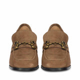 Saint Vera Gold Horsebit Dark Taupe Leather Moccasins