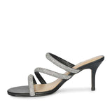 Saint Layla Silver Crystal Cord Black Leather Stilettos
