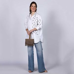 Saint Womens White Cotton Rhinestone Shirt