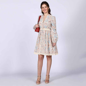 Saint Womens Ivory Multicolour Cotton Poplin Dress