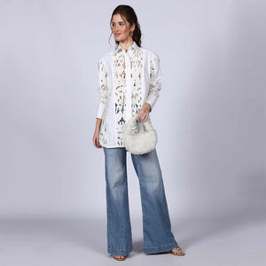 Saint Fiora White Cutwork Cotton Shirt