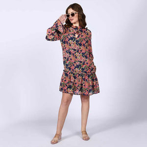 Saint Nerina Womens Blue Multi Bloom Mini Dress