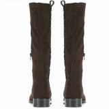 Saint Marlowe Eyelets Brown Stretch Suede Long Boots