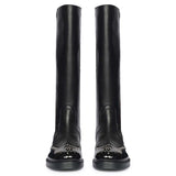 Saint Marcelline Studded Black Leather Long Boots