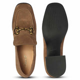 Saint Vera Gold Horsebit Dark Taupe Leather Moccasins