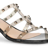 Saint Novara Metal Studded Black Vegan Leather Heels