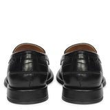 Saint Carla Croco Embossed Black Leather Moccasins