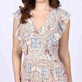 Saint Womens Beige Multicolour Printed Midi Dress