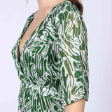 Saint Womens Green Abstract Print Viscose Mini Dress