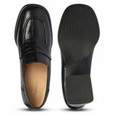 Saint Viviana Croc Embossed Black Leather Moccasins