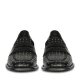 Saint Carol Studded Black Leather Moccasins