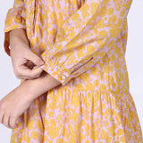 Saint Womens Yellow Multicolour Tiered Cotton Maxi Dress