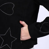 Saint Venessa Stone Embossed Black Leather Women Biker Jackets