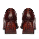 Saint Viviana Croc Embossed Chocolate Leather Moccasins