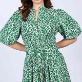 Saint Womens Green Floral Print Cotton Dress