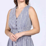 Saint Womens Blue Cotton Striped Maxi Dress