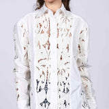 Saint Fiora White Cutwork Cotton Shirt