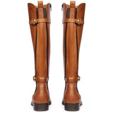 Saint Darla Dual Gold Buckle Accents Tan Leather Long Boots